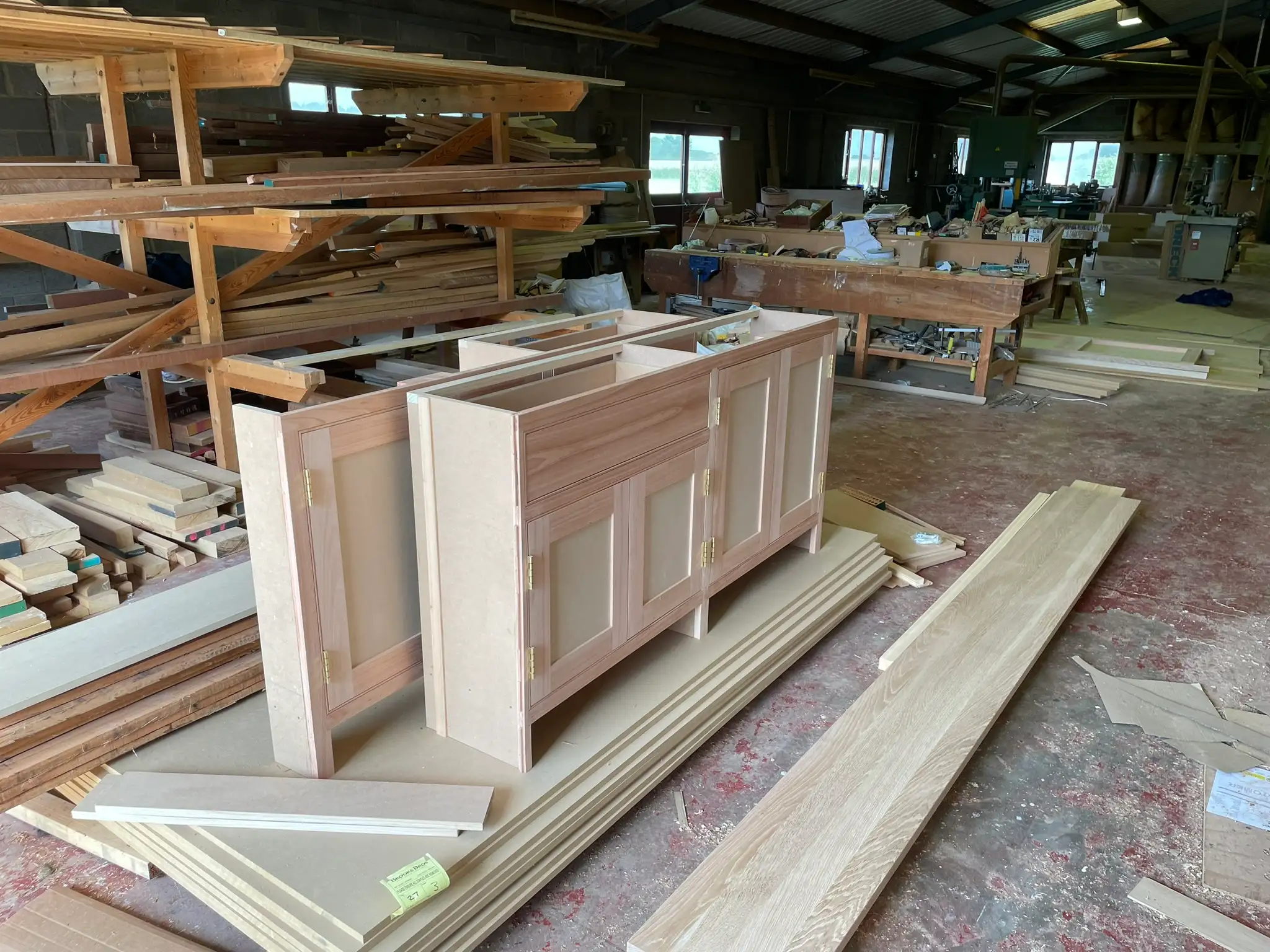 Bespoke joinery being made up in the workshop