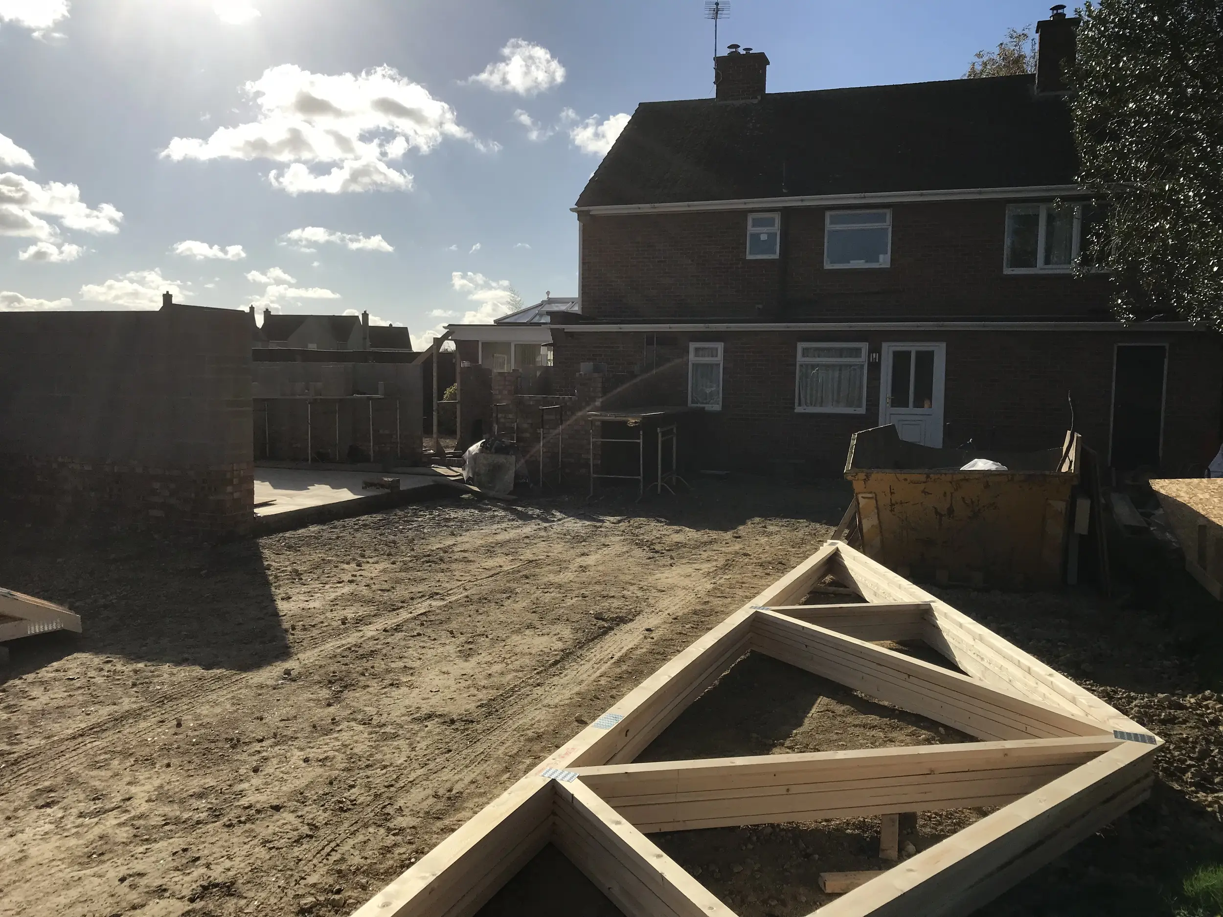 Cut roof carpentry in progress