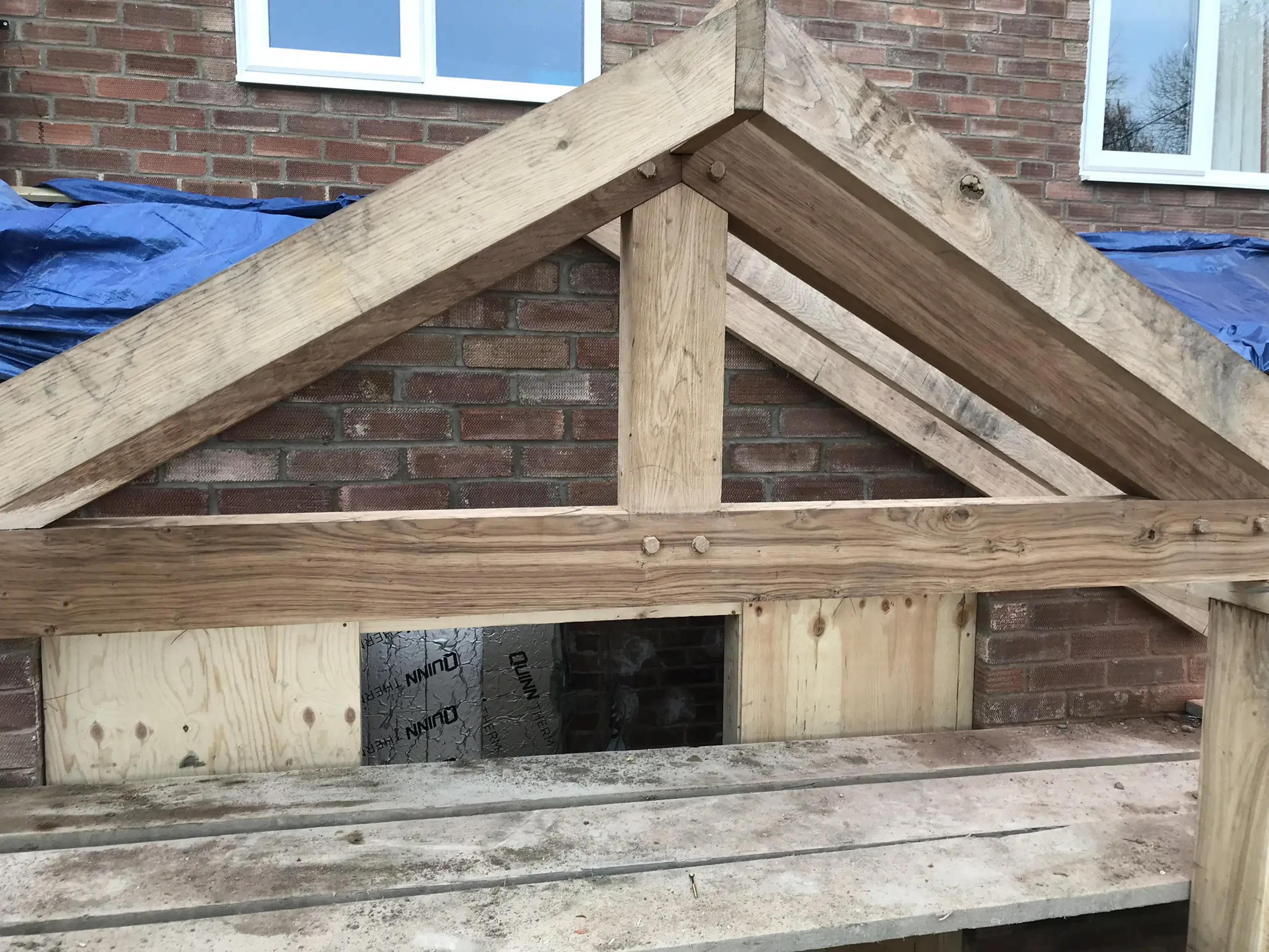 Oak porch carpentry detail by Ablewood
